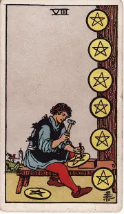 Lá 8 Tiền (Eight of Pentacles)