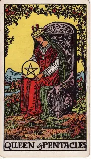Lá Hoàng Hậu Tiền (Queen of Pentacles)
