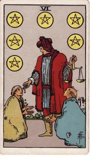 Lá 6 Tiền (Six of Pentacles)